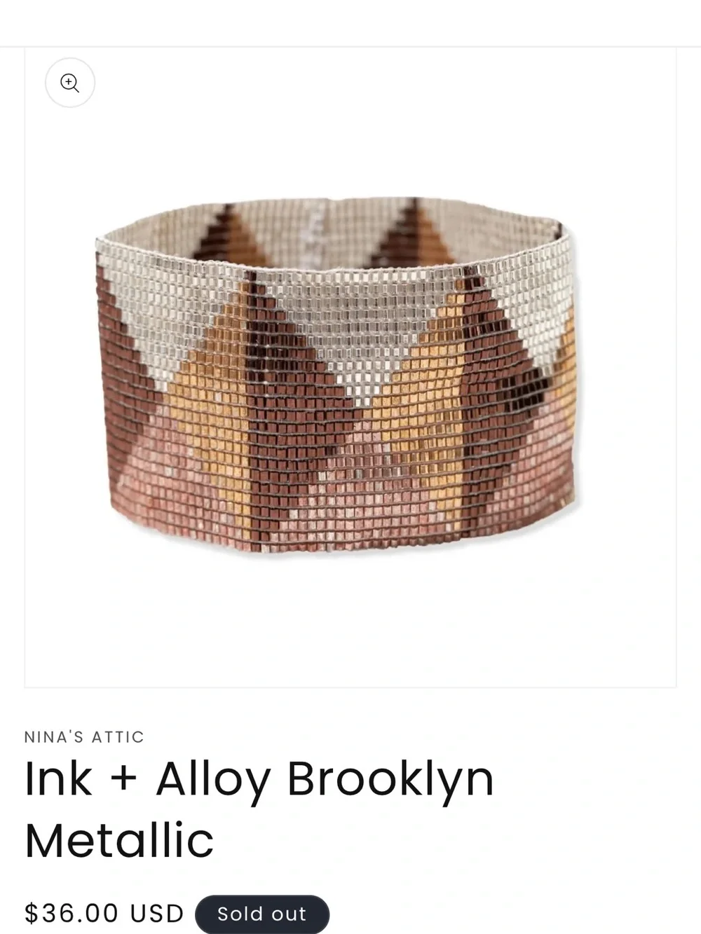 Ink + Alloy Brooklyn Triangles stretch bracelet wrist band mixed metallic